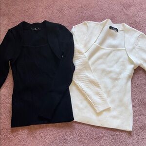 Chic Black and White Women's Sweater Duo